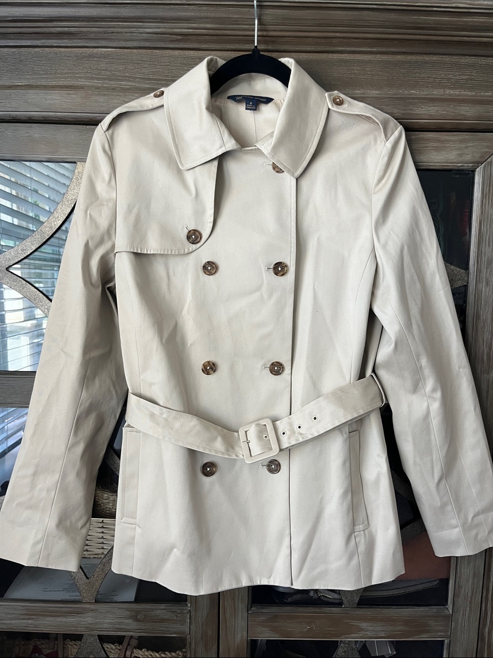 Brooks Brothers Women's Beige Double-Breasted Trench Coat